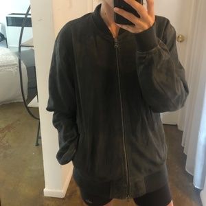 John Varvatos 100% Goat Suede Bomber Jacket -Large